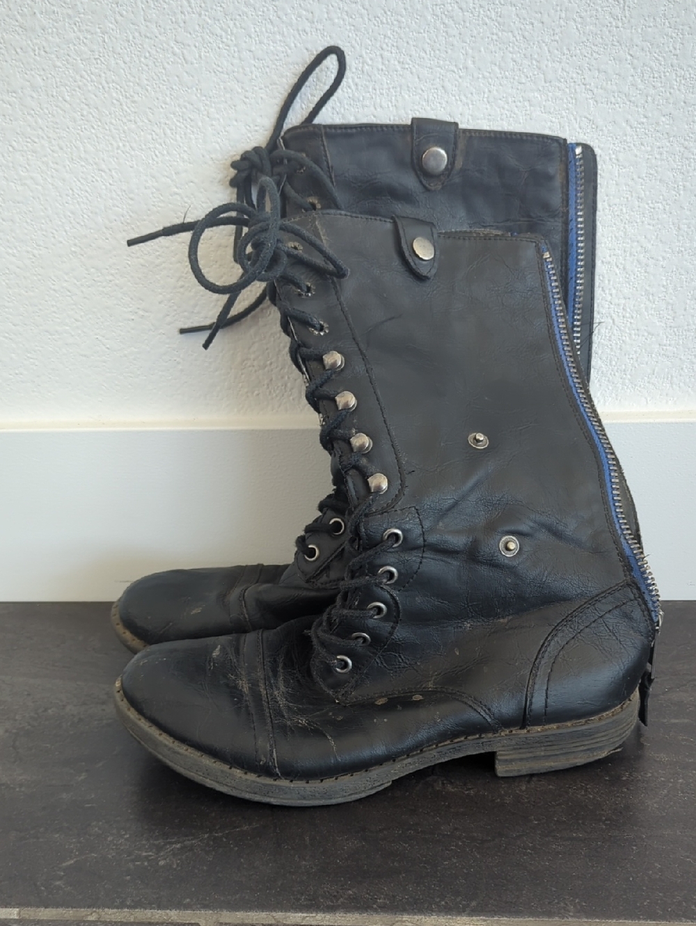 Well Worn Black Combat Boots